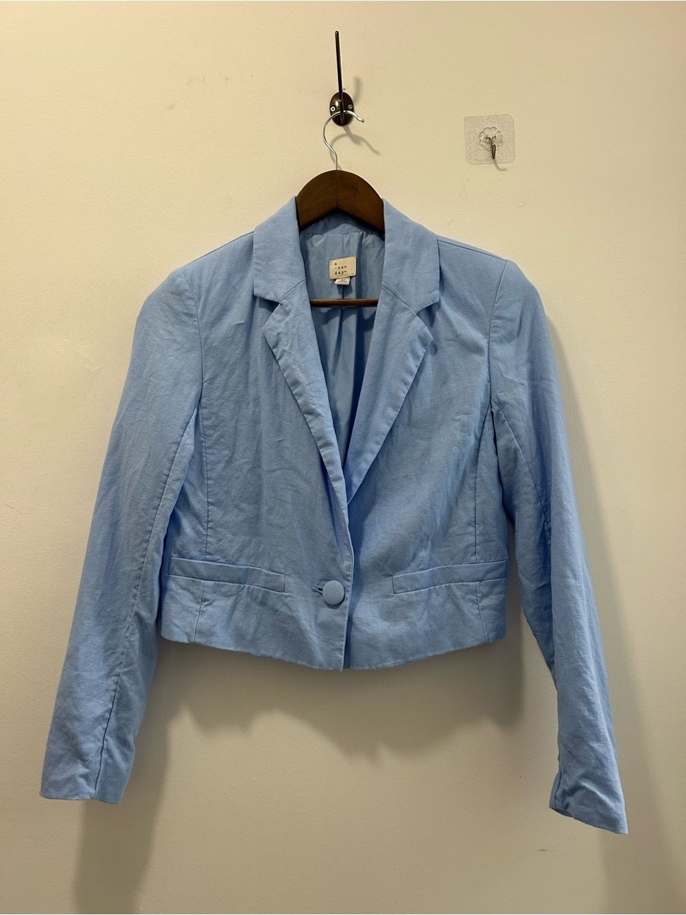 a new day Pastel Blue Cropped Blazer